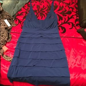 Blue dress.